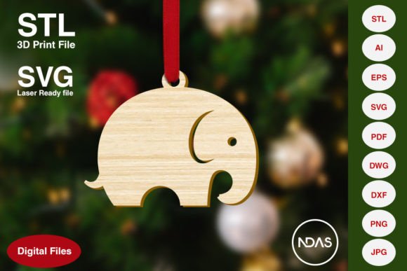Adorable Baby Elephant Christmas Tree Ornament Design