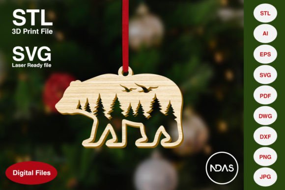 Bear with Forest Christmas Decoration: A Design Asset Guide