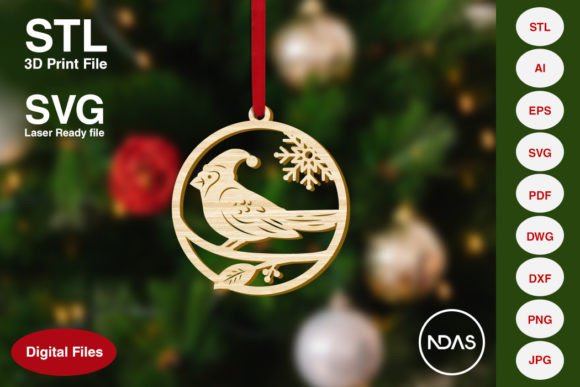 Cardinal Bird Christmas Tree Decoration: Festive Design File
