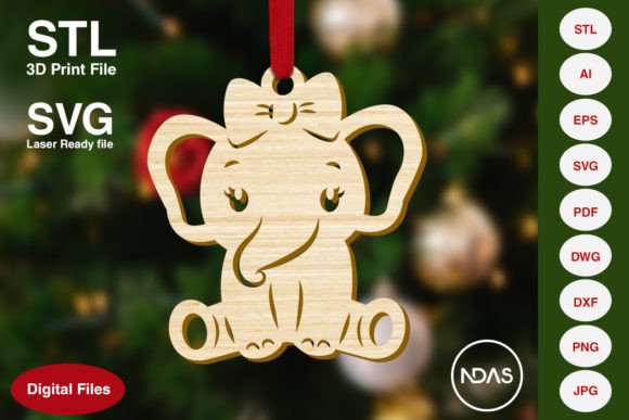 Cute Elephant Christmas Tree Ornament: Festive Charm for Your Holiday Crafts