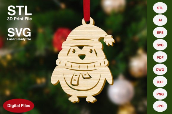 Cute Penguin Christmas Tree Ornament: A Festive Design Asset
