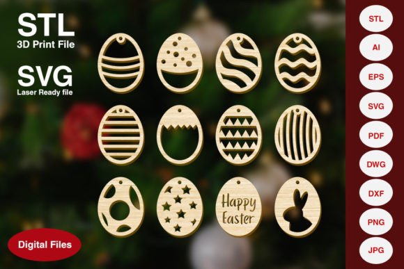 Easter Egg Decoration Ornament Bundle: 12 Festive Designs