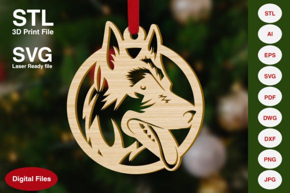 German Shepherd Dog Christmas Tree Decoration Ornament