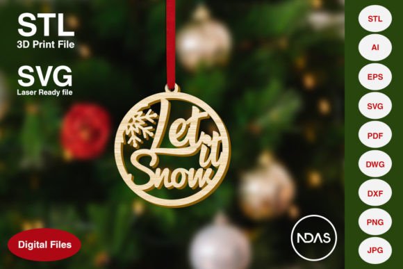 Let It Snow Text Christmas Decoration Design Files