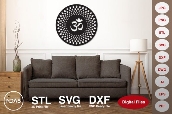 Om with Circular Mandala Wall Decor: A Sacred Design Asset