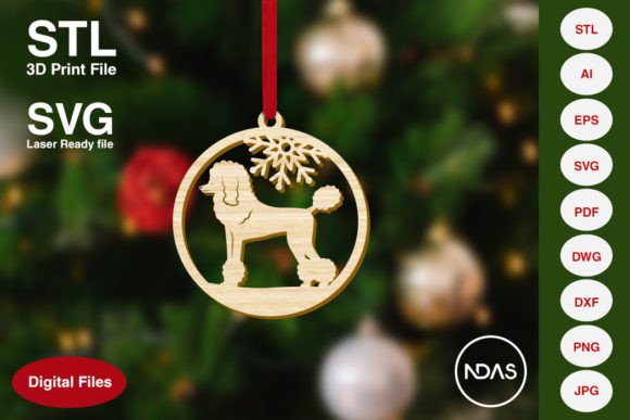 Poodle Dog Christmas Tree Decoration: A Festive Design Asset