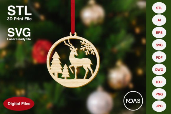 Reindeer Christmas Decor: SVG, STL & Laser Cut Files