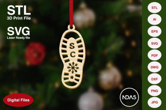 Santa Shoe Print Christmas Decoration Design Files