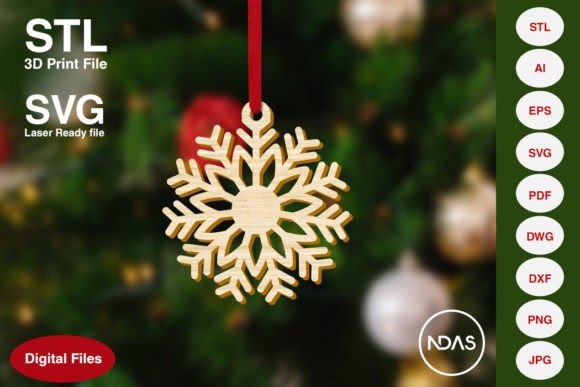Snowflake Christmas Tree Ornament 8b: A Versatile Holiday Design Asset