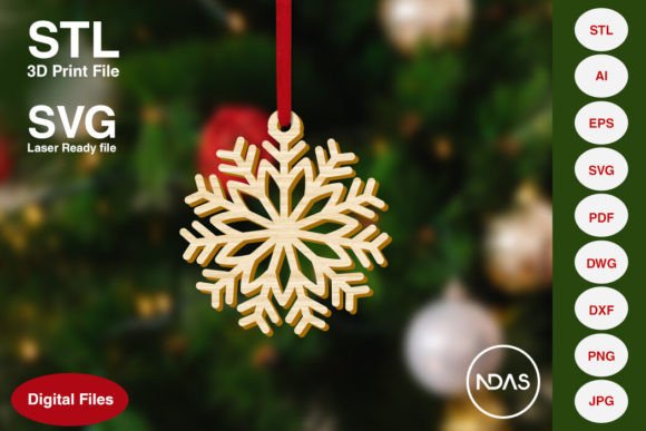 Snowflake Christmas Tree Ornament 8c: A Festive Design Asset