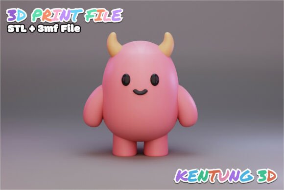 Stylized Kawaii Monster 3D Print Model: A Charming Design Asset